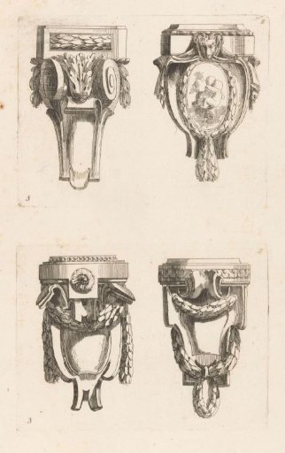 Consoles with ram's head, medallion and garlands