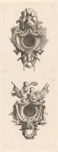 Pendules with helmet and putti