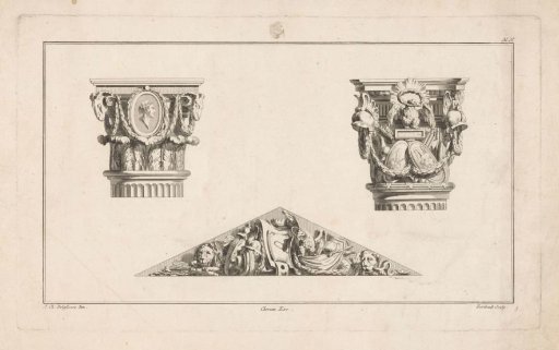 Capitals and pediment