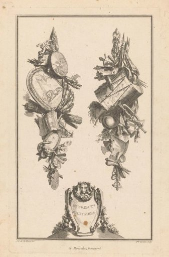 Trophies with shield and drum
