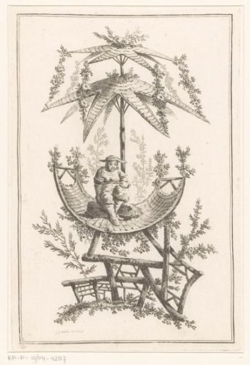 Man under double parasol