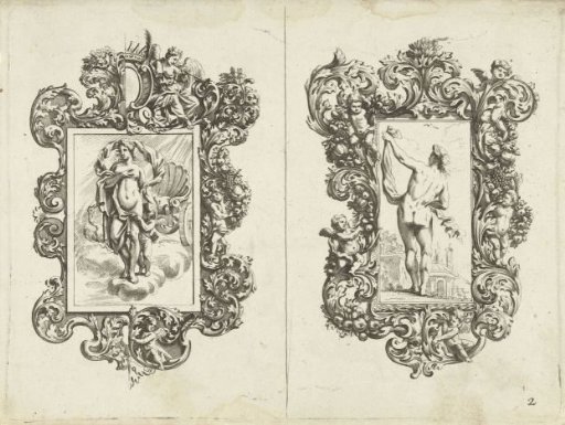 Frame with Venus and Cupid and frame with nude woman