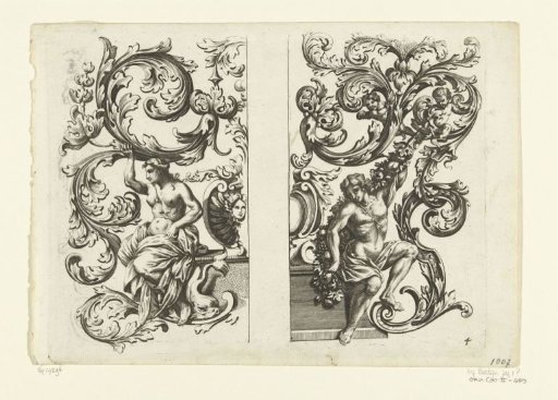 Woman with drapery and young man with festoons