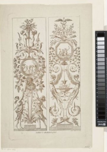 Two arabesques with female figures