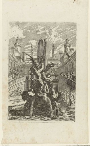 Fountain with two men holding a dragon