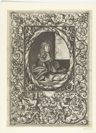 Portrait of Hugues Brisville in a wide ornamental frame