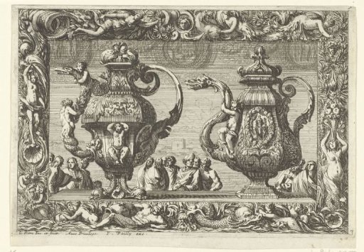 Two ewers in an ornamental cartouche