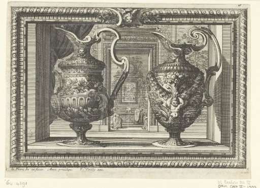 Two ewers turned to the left