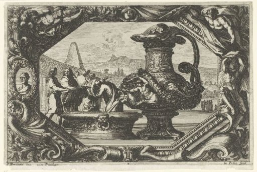 Basin and mobile fountain in a cartouche