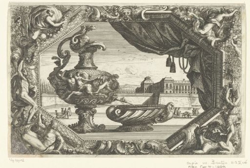 Basin and mobile fountain in a cartouche