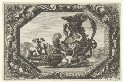 Basin and mobile fountain in a cartouche