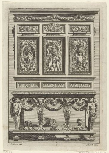 Cabinet with three vertical panels
