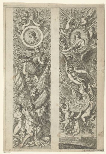 Two antique-style armor trophies