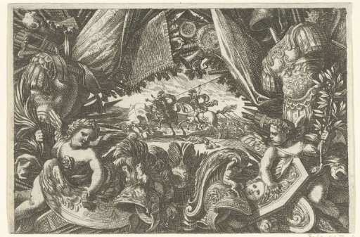 Armor trophy in the form of a cartouche