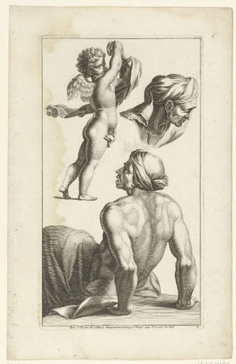 Study of a putto, an older woman, and a seated man