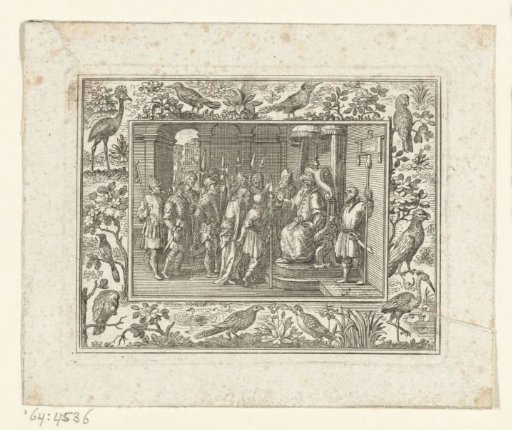 Passion scene in a frame with birds