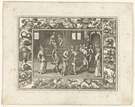 Passion scene in a frame with animals