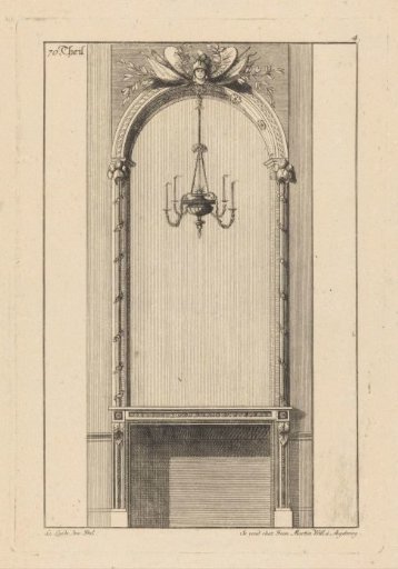 Chimney piece with chandelier