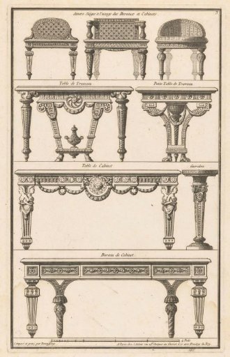 Chairs, tables and desk