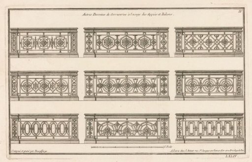 Nine balcony railings