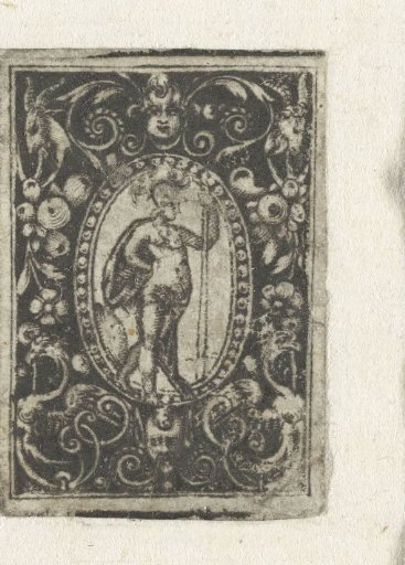 Watch cover with a standing goddess with helmet and spear