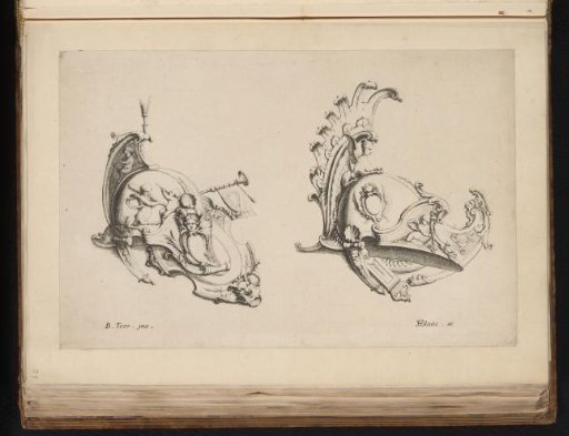 Two helmets with ornaments