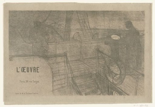 Brochure with programme for the theatre L'Oeuvre featuring two sailors on a sailing ship on the front