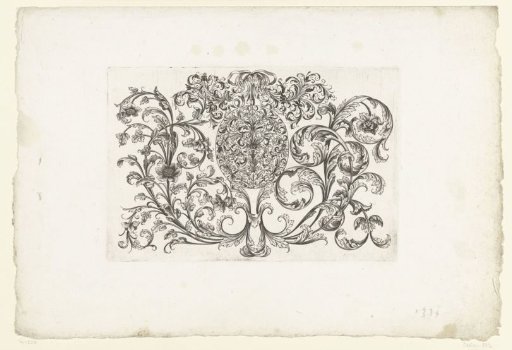 Medallion with Leafy Scrolls on a Ribbon