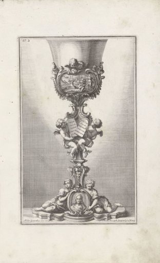 Chalice with sacrifice scene, putti and portrait of Christ