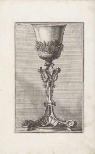 Chalice with grapevines, ears of corn and garlands