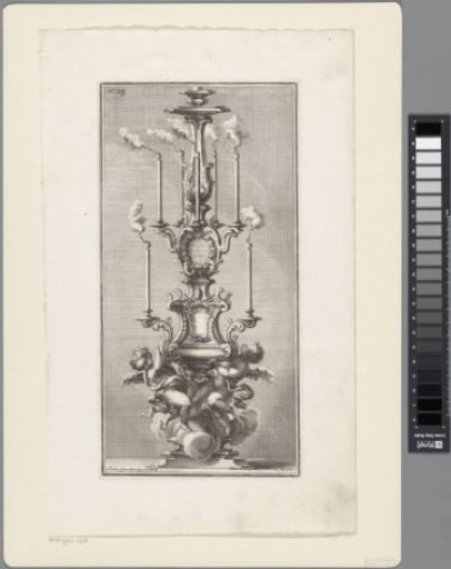 Candelabrum with Seven Candles and Two Putti
