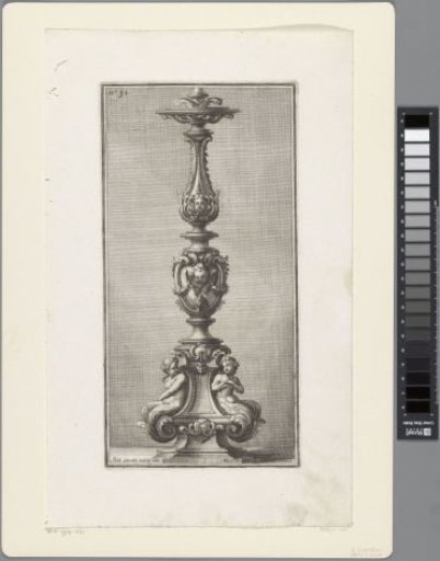 Candelabrum with a Cherub and Two Women Extending into Leaf Ornament