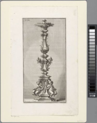 Candelabrum with Tiara, Keys and Boys Holding Garlands of Fruit