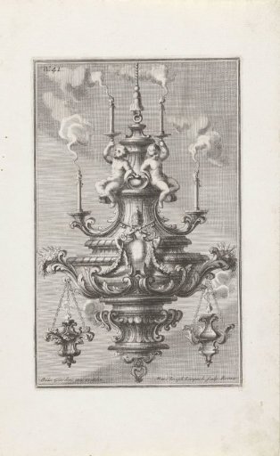 Chandelier with two putti and a papal coat of arms