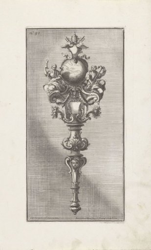 Scepter with the personifications of Hope and Faith and a papal coat of arms