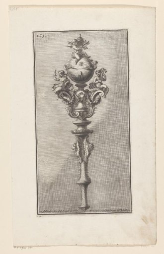 Scepter with the coat of arms of Pope Clement XI and two putti personifying Hope and Faith