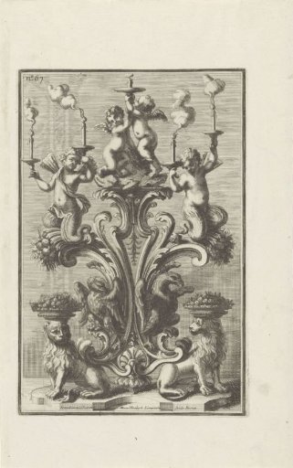 Candelabrum with Winged Tritons, Putti, Lions, and Eagles
