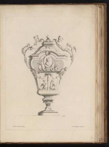 Vase with fantasy creatures and a portrait medallion