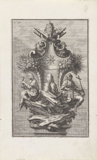 Ornament with Two Women Personifying Faith and the Coat of Arms of Pope Clement XI