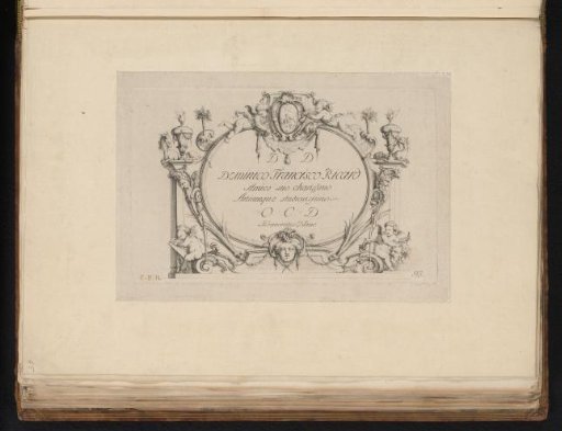 Title print with putti and a mascaron