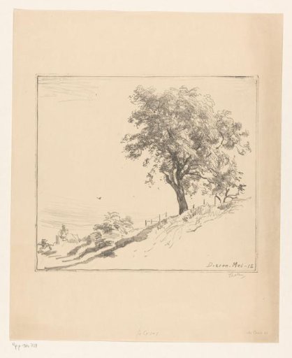Landscape with tree on a dike at Dieren