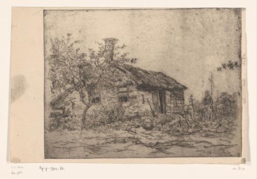 Farmhouse and fruit tree in a landscape