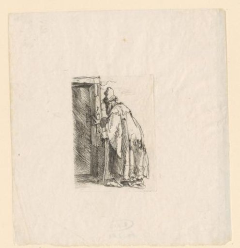 Blind Tobias at a door