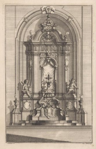 Epitaph with putti in a niche