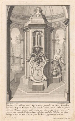 Water pump with snakes and pig's heads