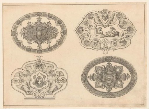 Lids with ornaments and figures