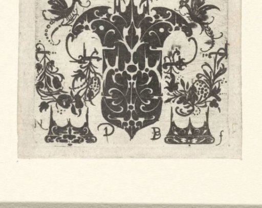 Ornament with an Insect in the Upper Left and Upper Right Corners