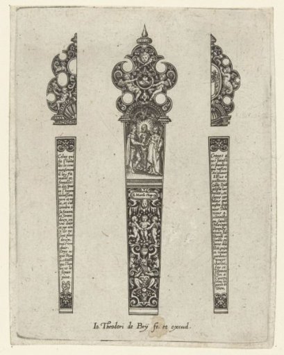 Knife handle with grotesques, at the bottom a crouching satyr playing a panpipe