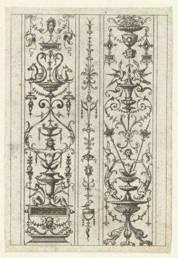 Two broad candelabra on either side of a narrow one