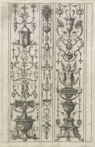 Two broad candelabra on either side of a narrow one